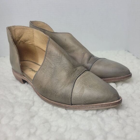 Free People Royale Pointed Toe D'Orsay Women's Size 9.5 Light Tan Leather Shoes - Picture 1 of 9